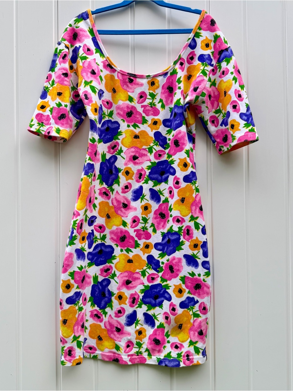 Vintage early 1990s Cristina Floral Bodycon Mini Dress M Spandex-gorgeous!
